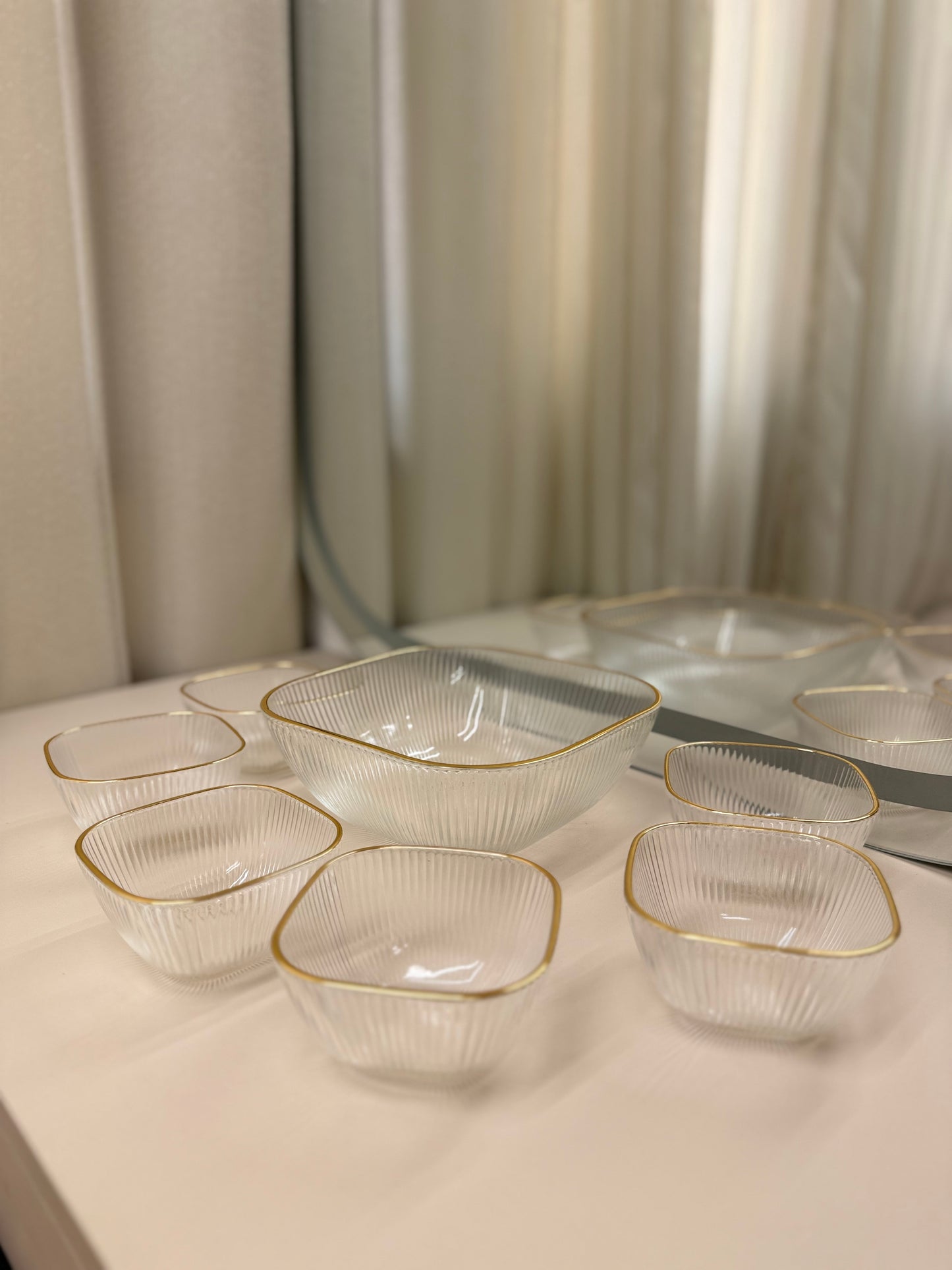 Elegant Ribbed Glass Serving Set