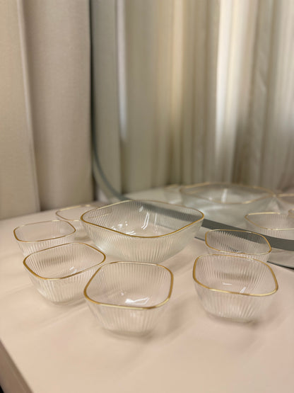 Elegant Ribbed Glass Serving Set