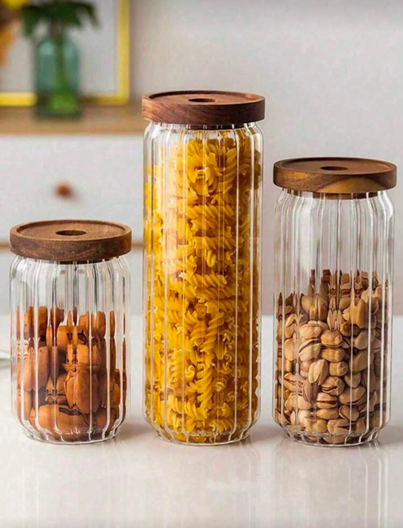 Wood Sealed Glass Jar with wooden lid