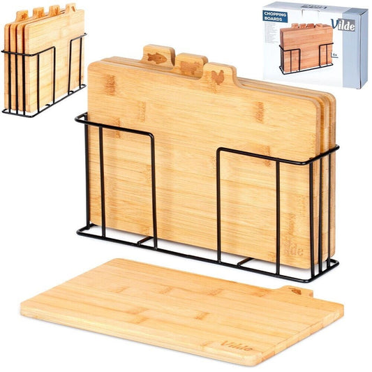Wooden Cutting Boards Set with Metal Stand