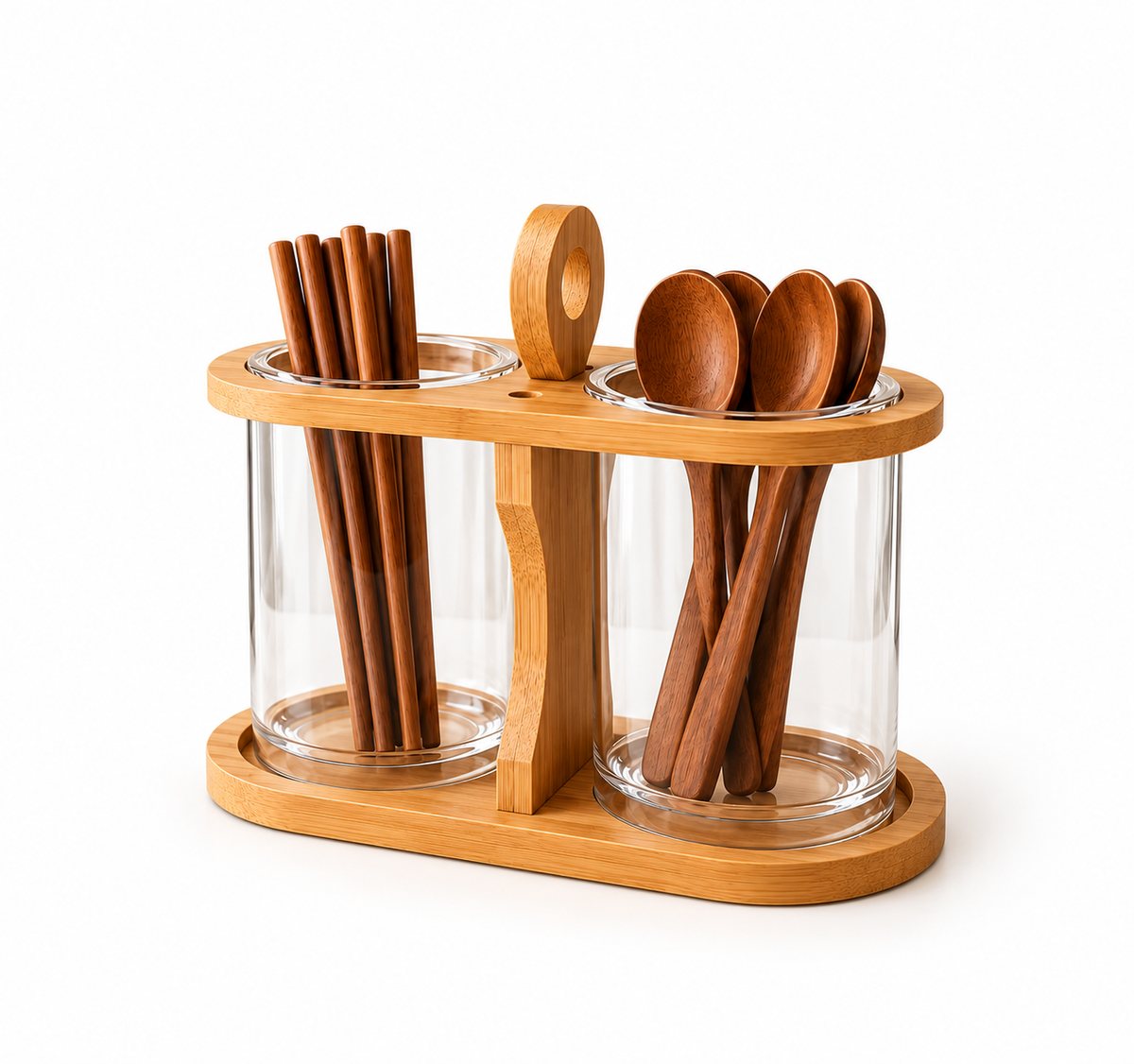 Elegant Bamboo & Acrylic Utensil Holder