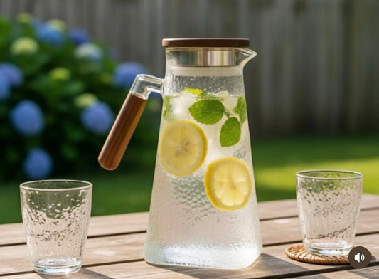 Elegant Frosted Glass Pitcher Set