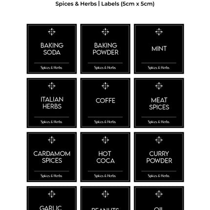 Stylish Kitchen Labels ( 5x5 )