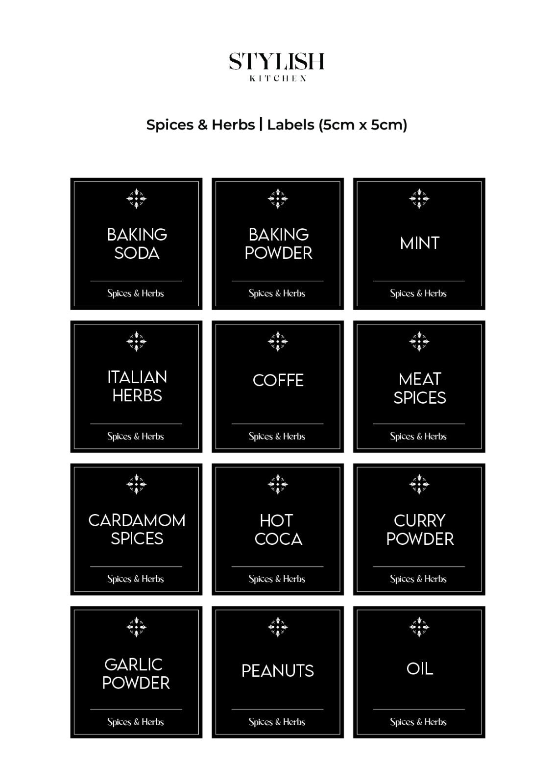 Stylish Kitchen Labels ( 5x5 )