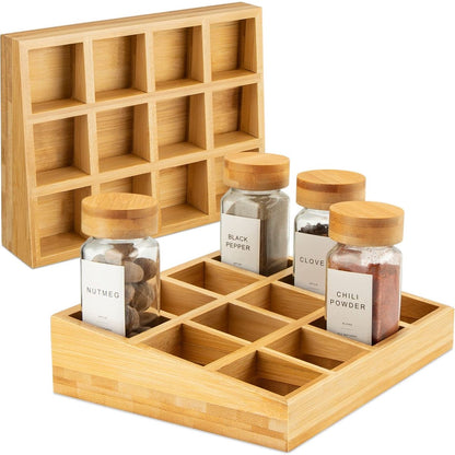 12pcs Spices Jars with Wood Stand