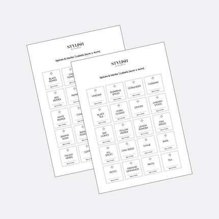 Stylish Kitchen Labels (4x4)