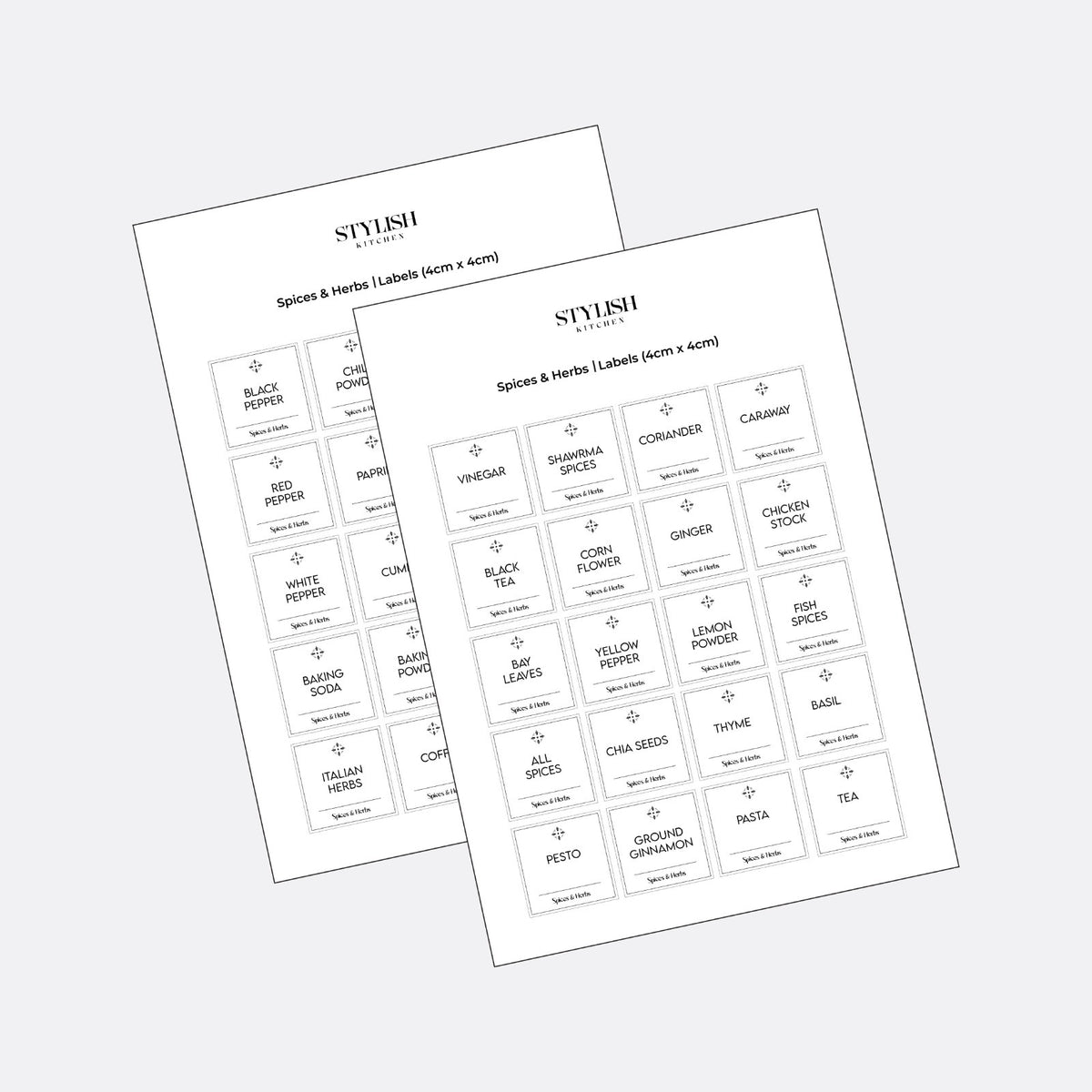 Stylish Kitchen Labels (4x4)