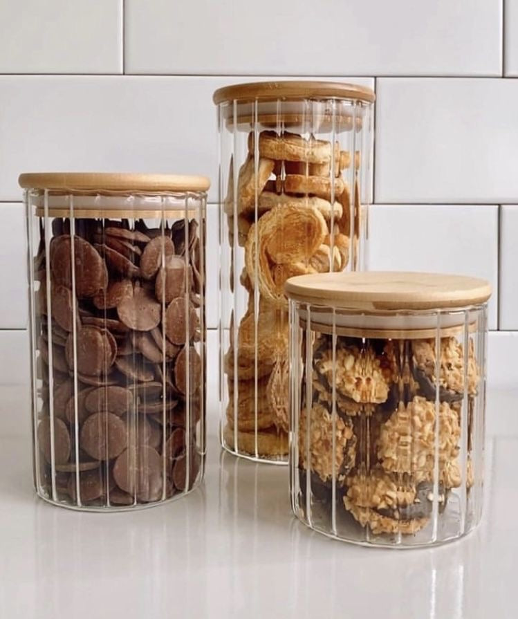 Wood Glass Jar with wooden lid