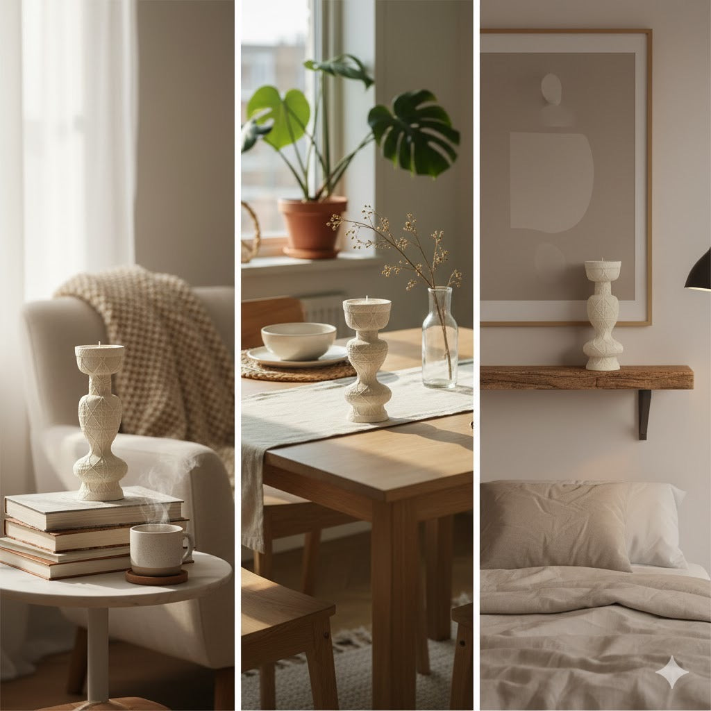 3pcs-Roman-Style Stone Candle Holder