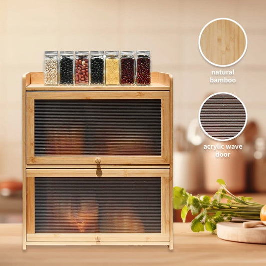 Bamboo Bread Storage Box – Double Layer Design