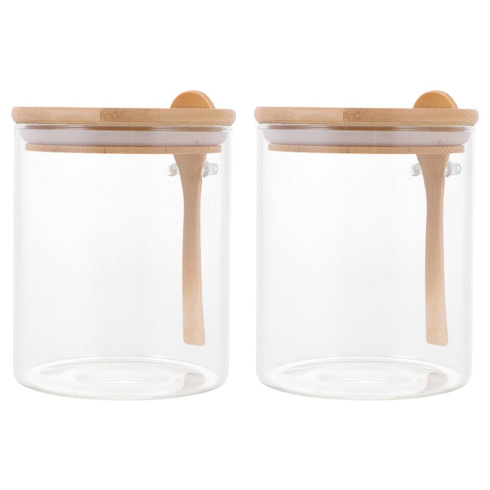 12pcs - Glass Storage Jar with Bamboo Lid & Spoon