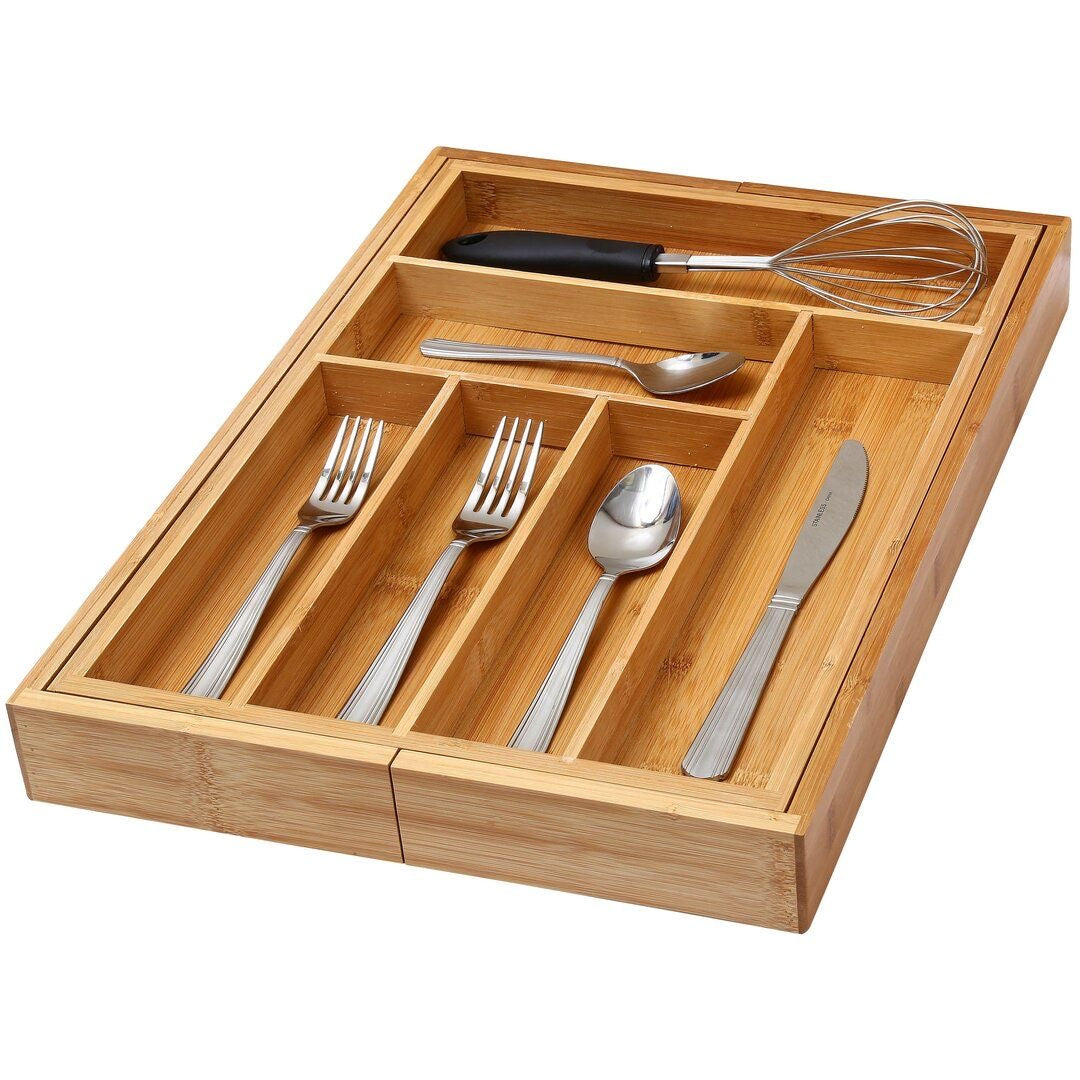 Bamboo Drawer Organizer – Multi-Section Storage