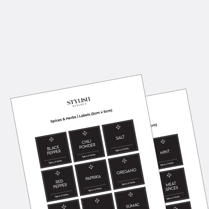 Stylish Kitchen Labels ( 5x5 )