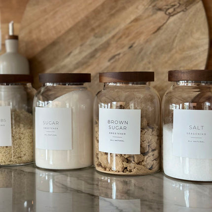 Wood lid glass airtight storage bottles