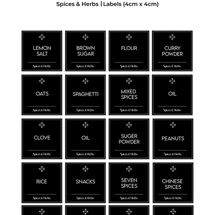 Stylish Kitchen Labels (4x4)