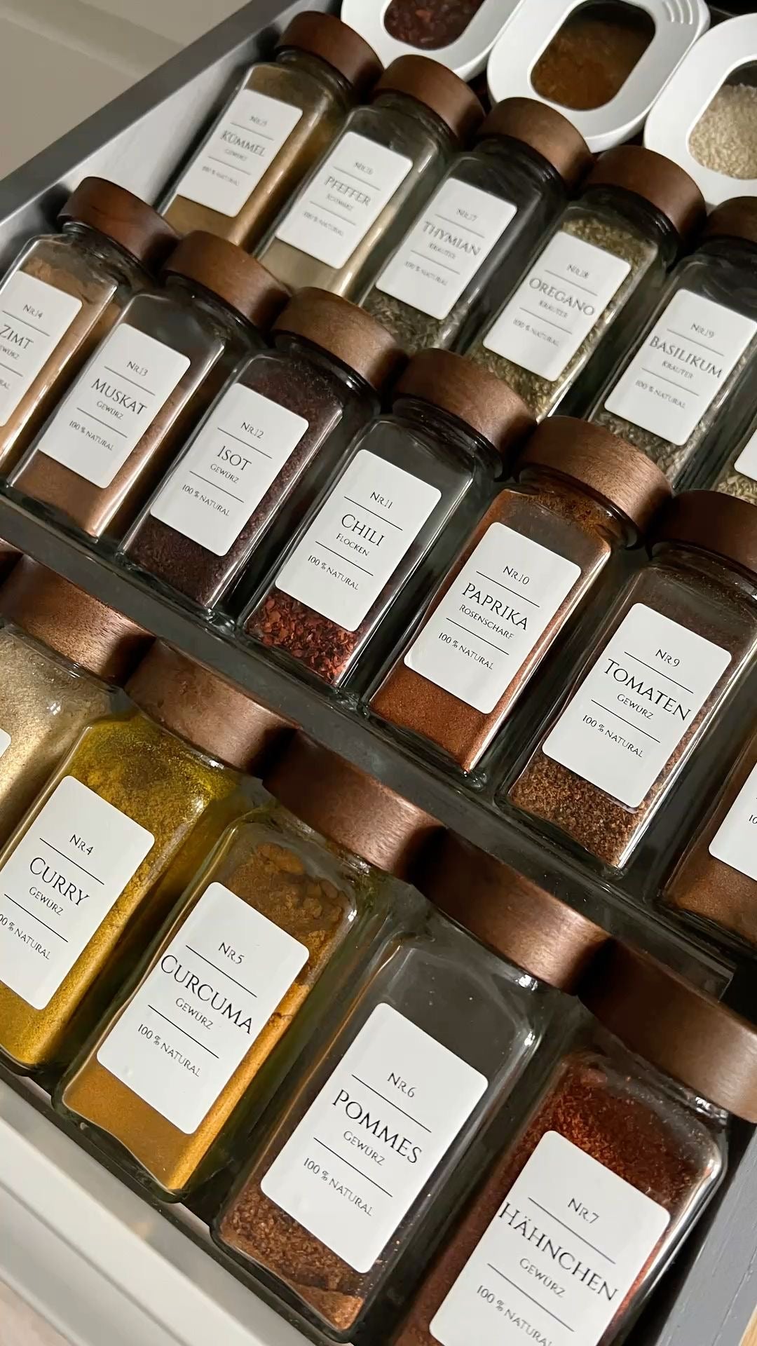 12 Glass Spices Jars