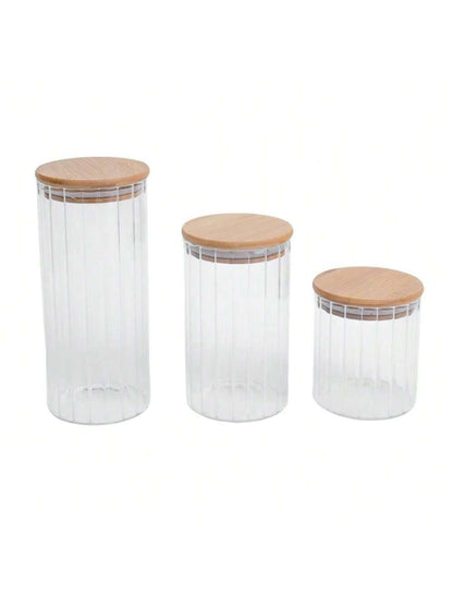 Wood Glass Jar with wooden lid