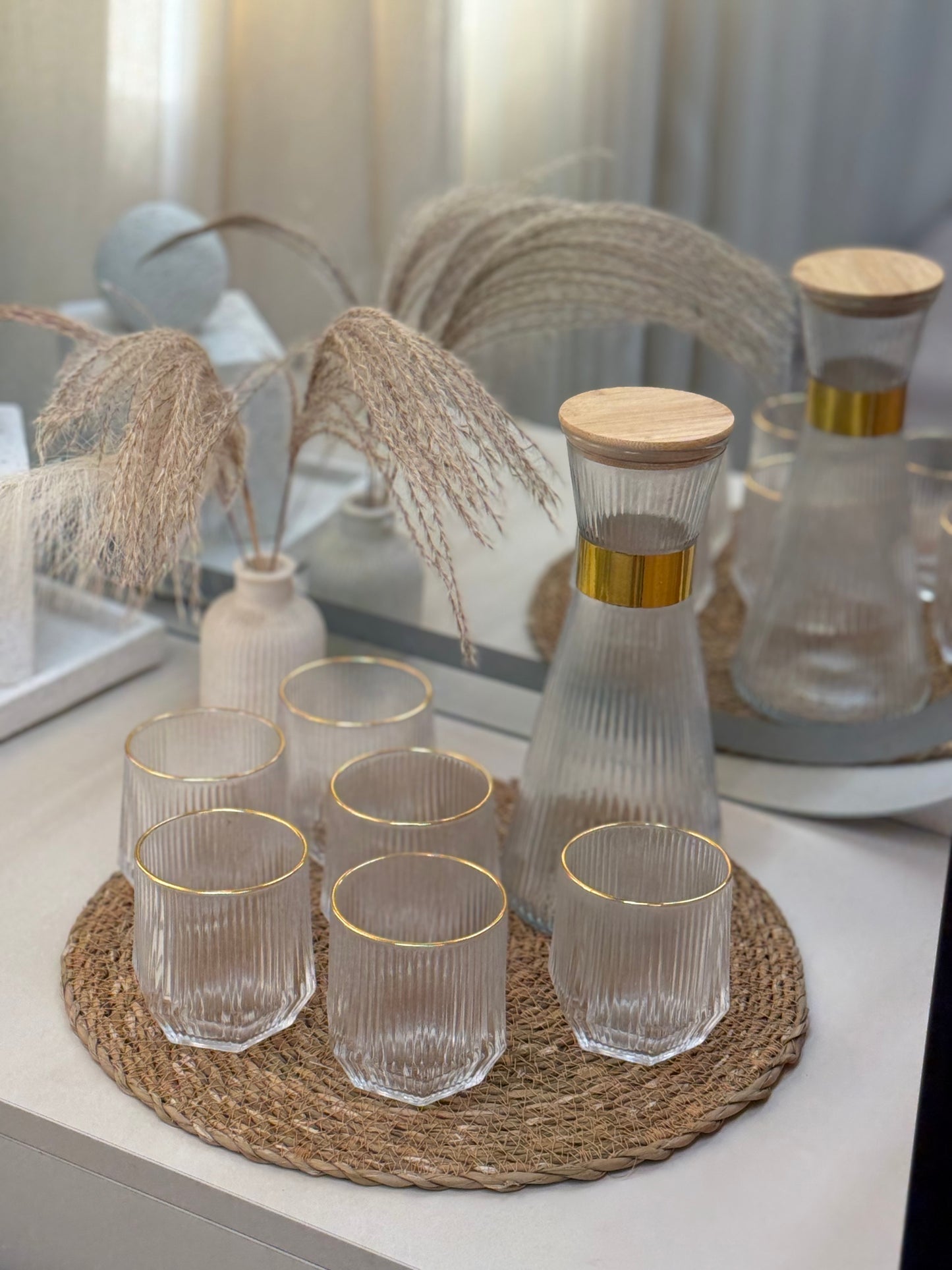 7pcs set of Glass Bottle With 6 Cups