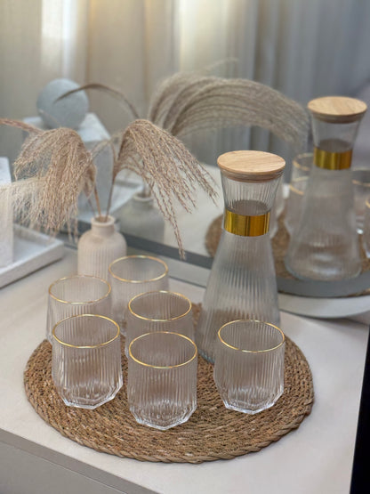 7pcs set of Glass Bottle With 6 Cups