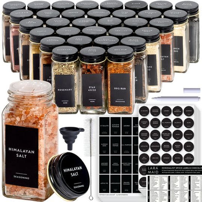 120ml Black Glass Spices Jars