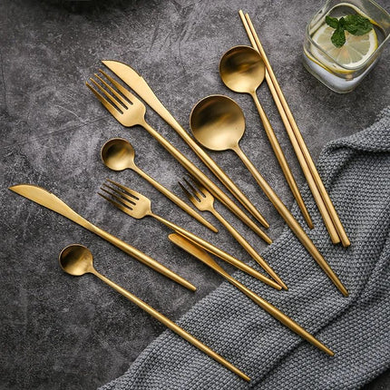 30pcs Gold Stainless Steel Cutlery Set