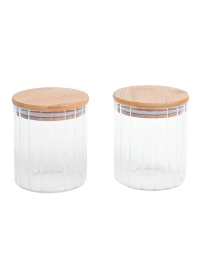 Wood Glass Jar with wooden lid