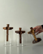 Set of 3 Glass Jars with Wood Spoons