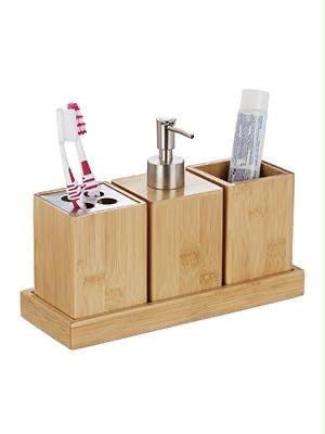 3-Piece Bamboo Bathroom Organizer Set