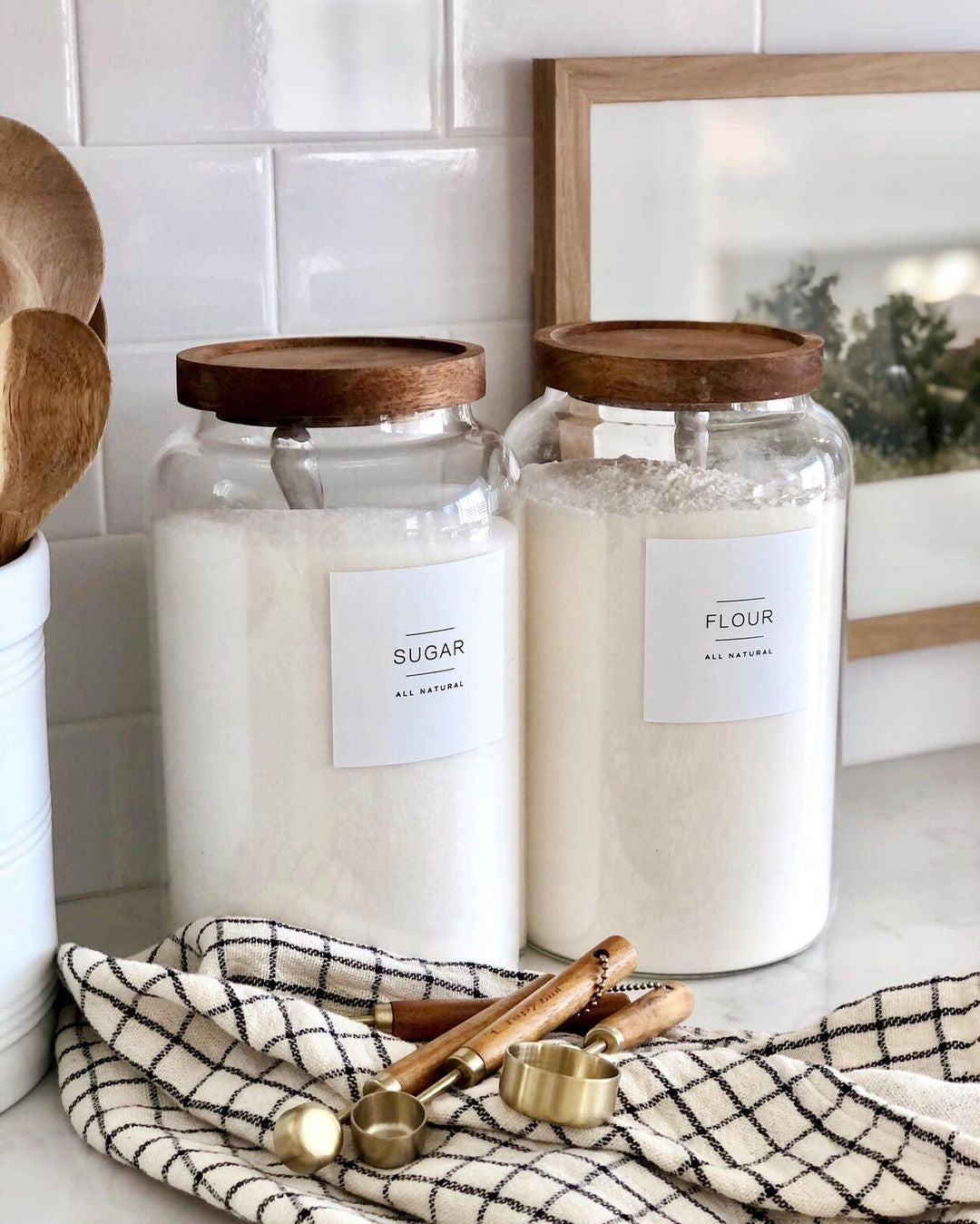 1pc wood lid glass airtight storage bottles