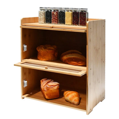 Bamboo Bread Storage Box – Double Layer Design