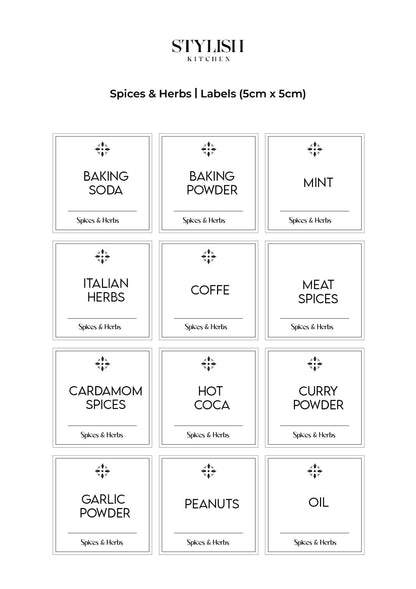 Stylish Kitchen Labels ( 5x5 )