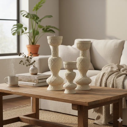 3pcs-Roman-Style Stone Candle Holder