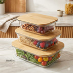 Glass Storage Containers with Bamboo Lids – Set of 3