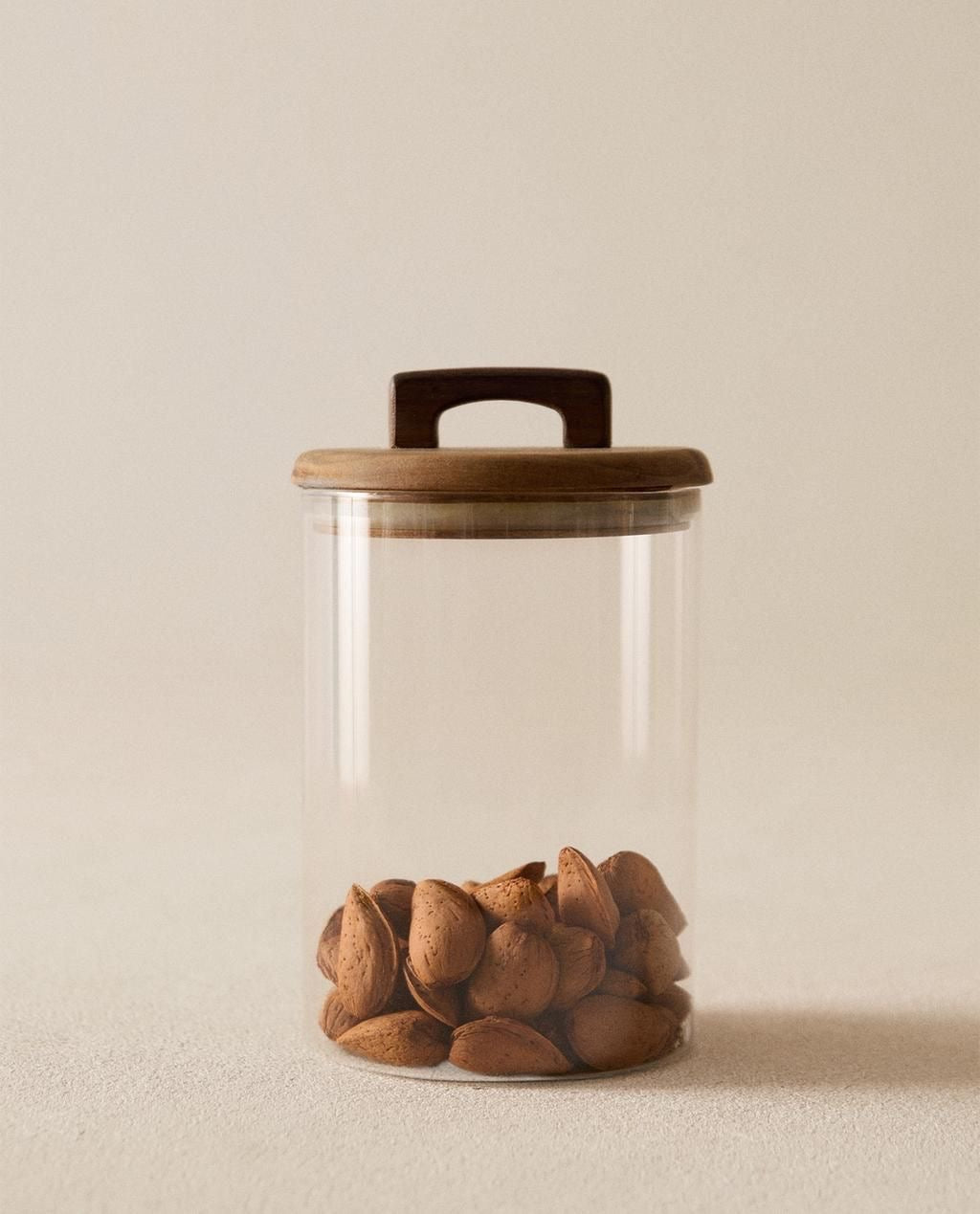 Glass Storage Jars with Wooden Lids