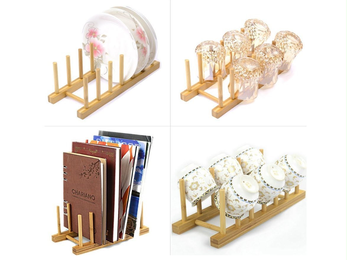 Bamboo Wooden Plate Rack