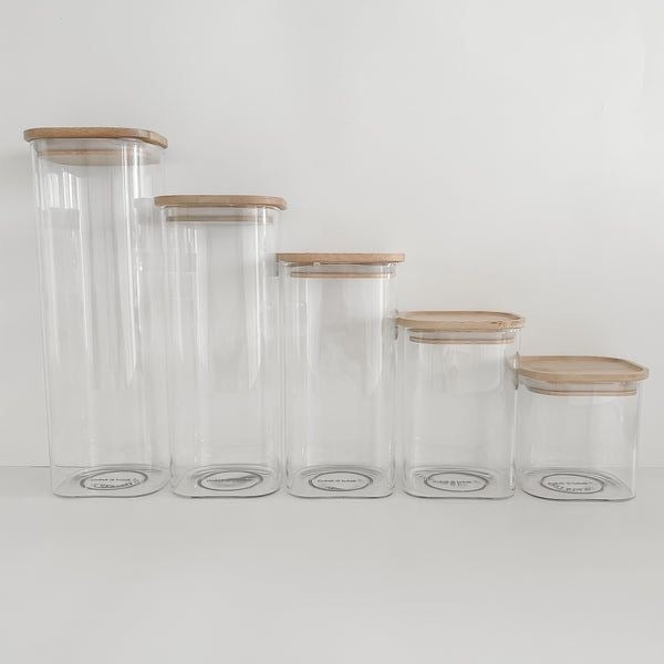 Stackable Glass Storage Jar with Bamboo Lids