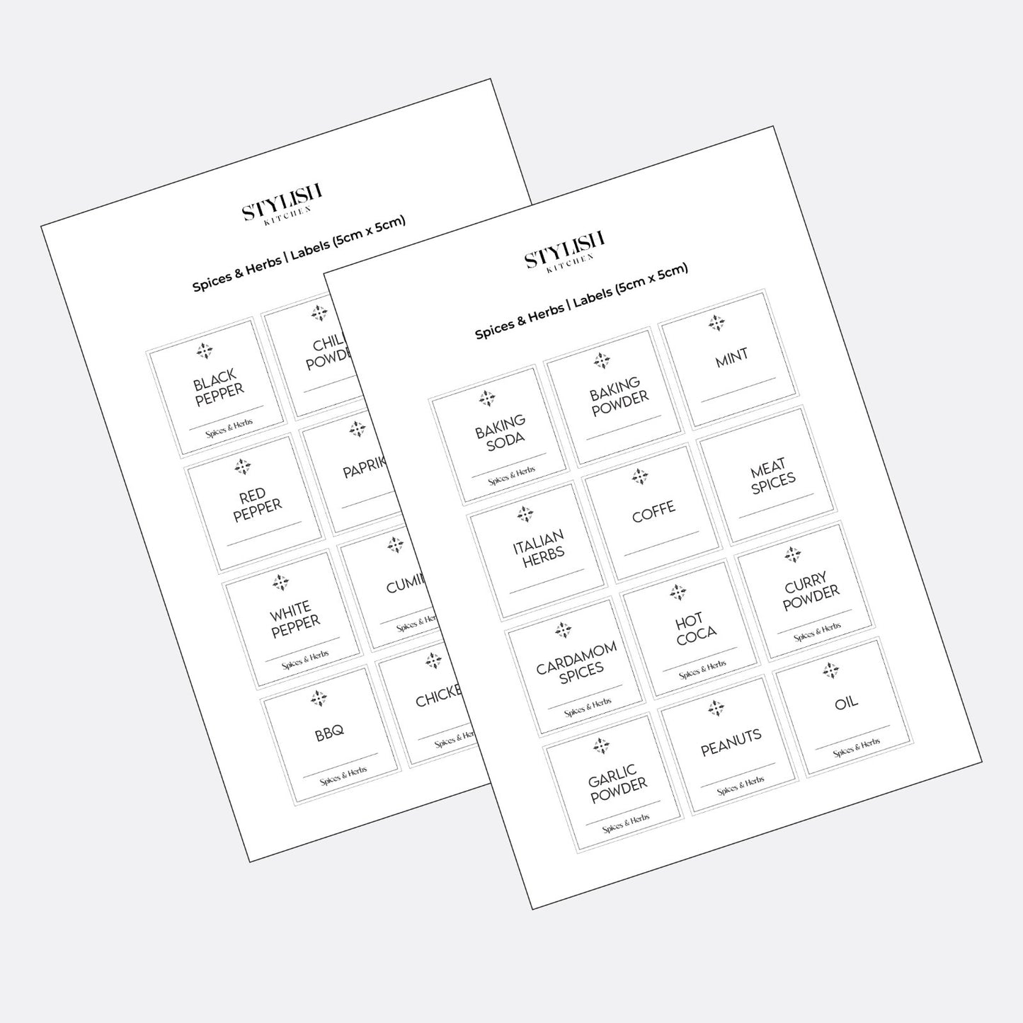 Stylish Kitchen Labels ( 5x5 )