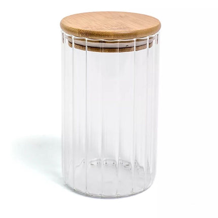 Wood Glass Jar with wooden lid