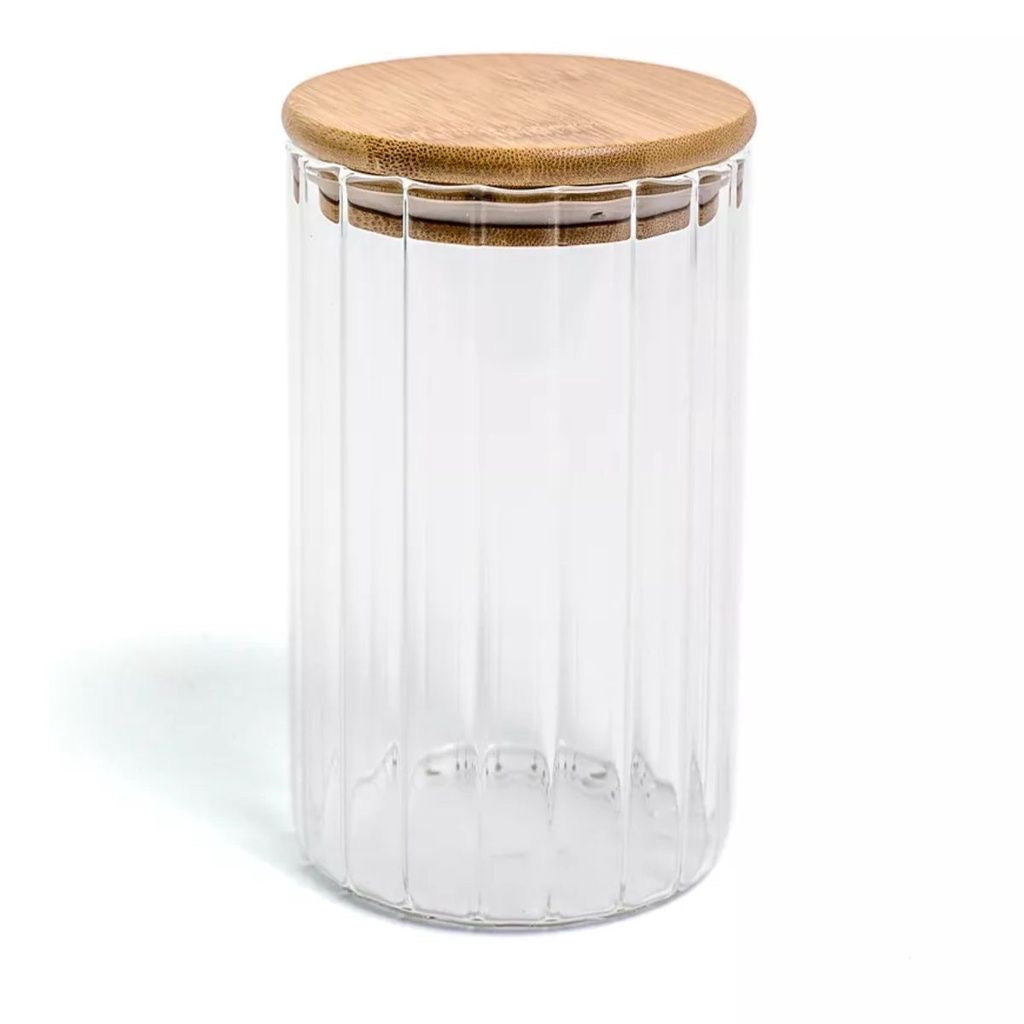 Wood Glass Jar with wooden lid