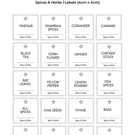 Stylish Kitchen Labels (4x4)