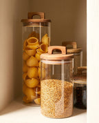 Glass Storage Jars with Wooden Lids