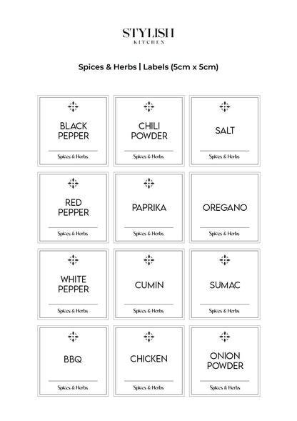 Stylish Kitchen Labels ( 5x5 )