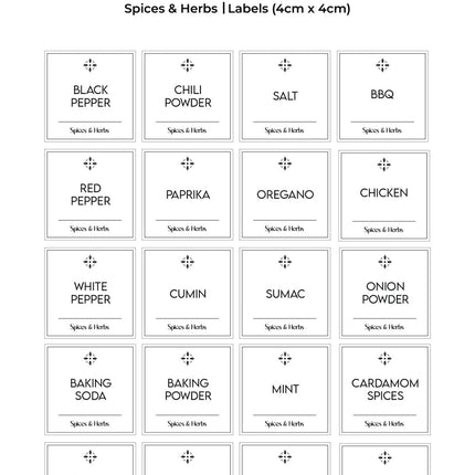 Stylish Kitchen Labels (4x4)