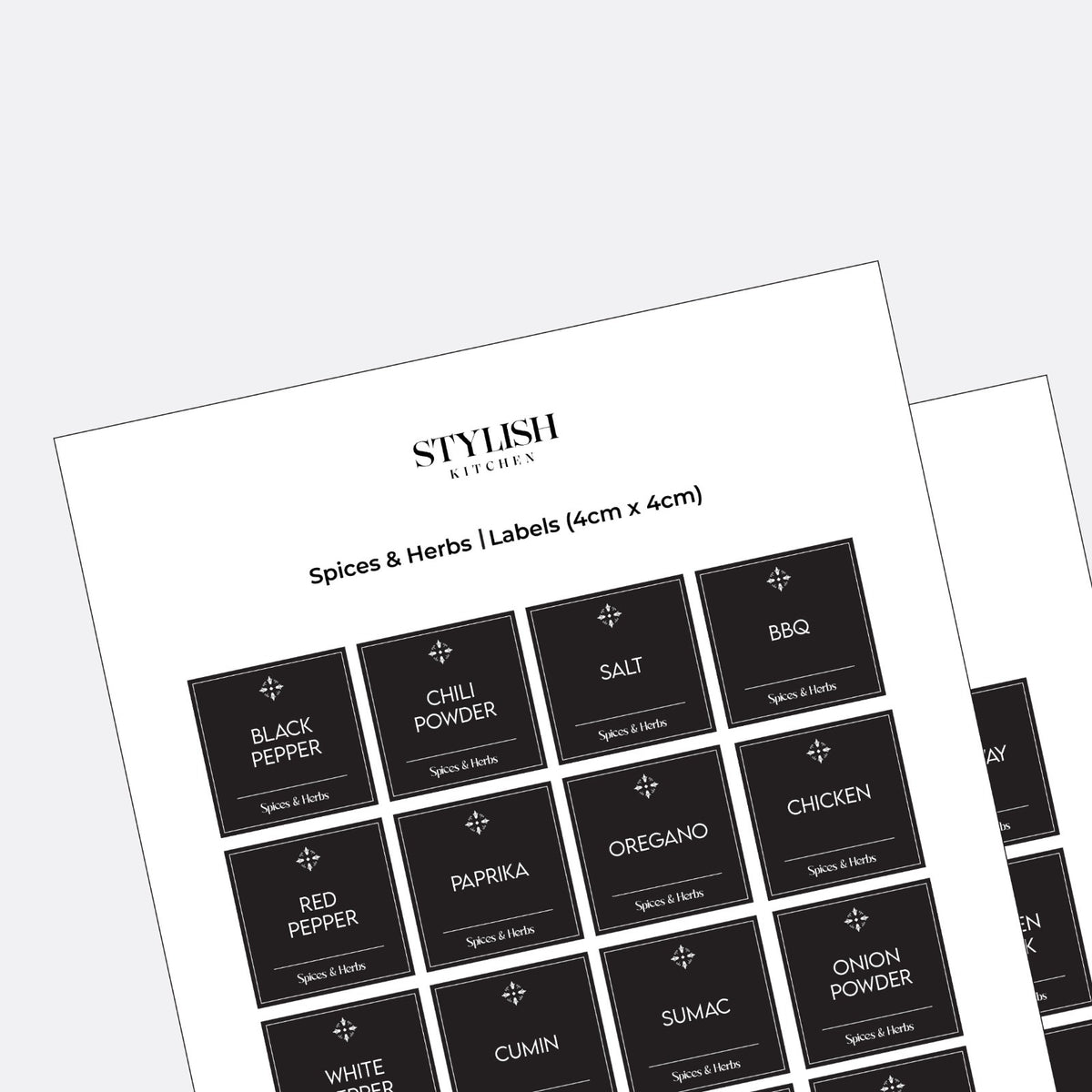 Stylish Kitchen Labels (4x4)