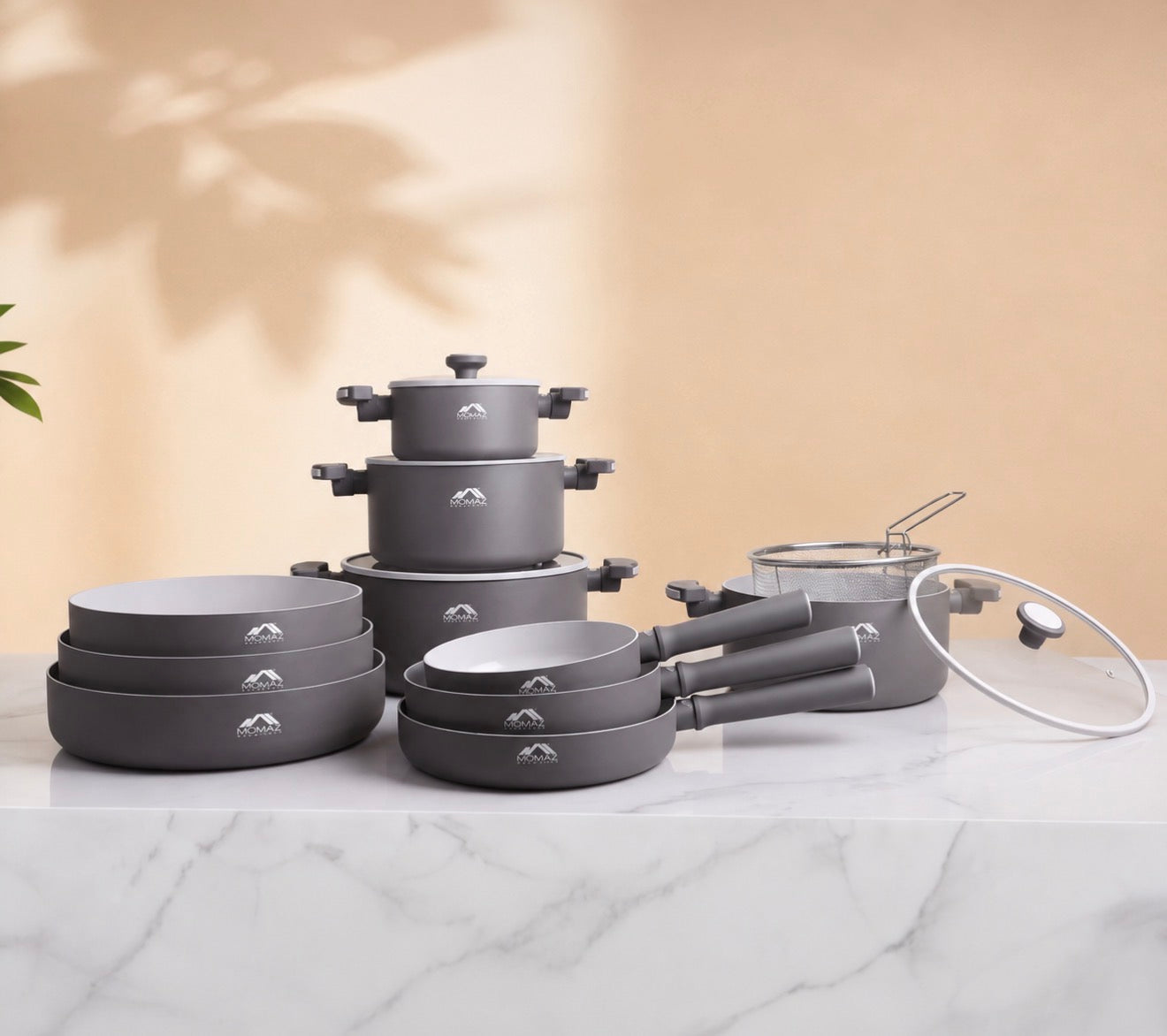 15-Pieces Healthy Ceramic Granite Cookware Set