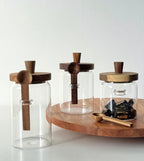 Set of 3 Glass Jars with Wood Spoons