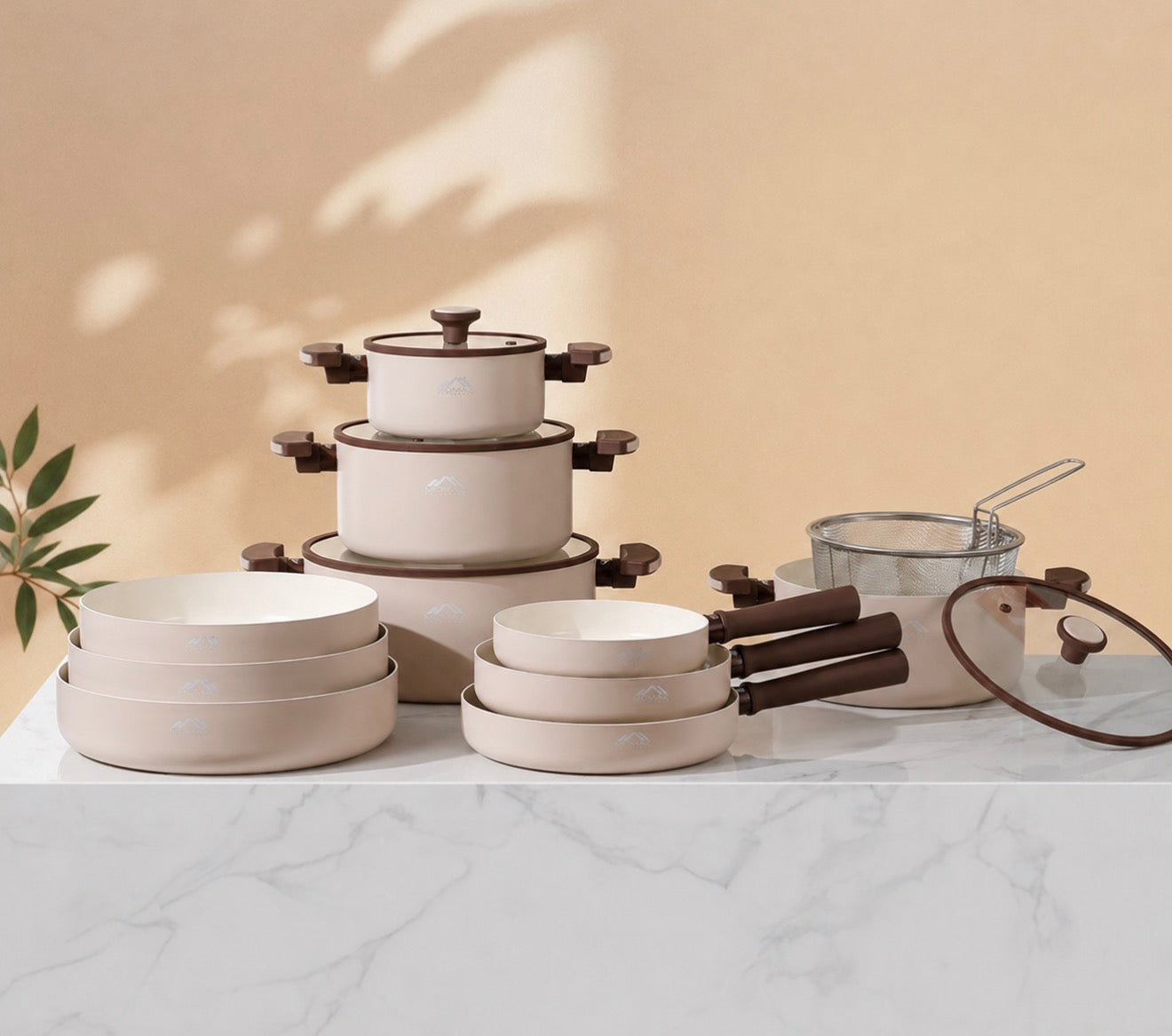 15-Pieces Healthy Ceramic Granite Cookware Set