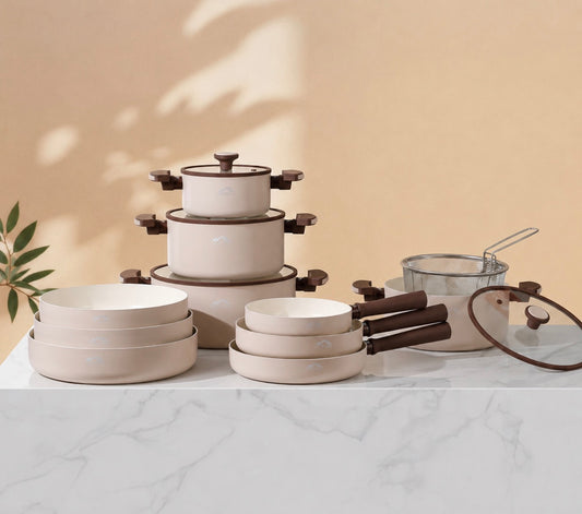 15-Pieces Healthy Ceramic Granite Cookware Set
