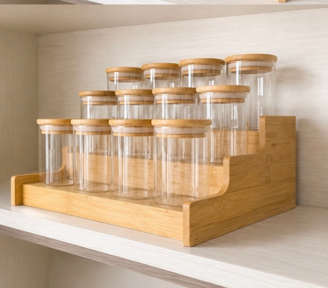12 Bamboo Spices Jars Organizer Set