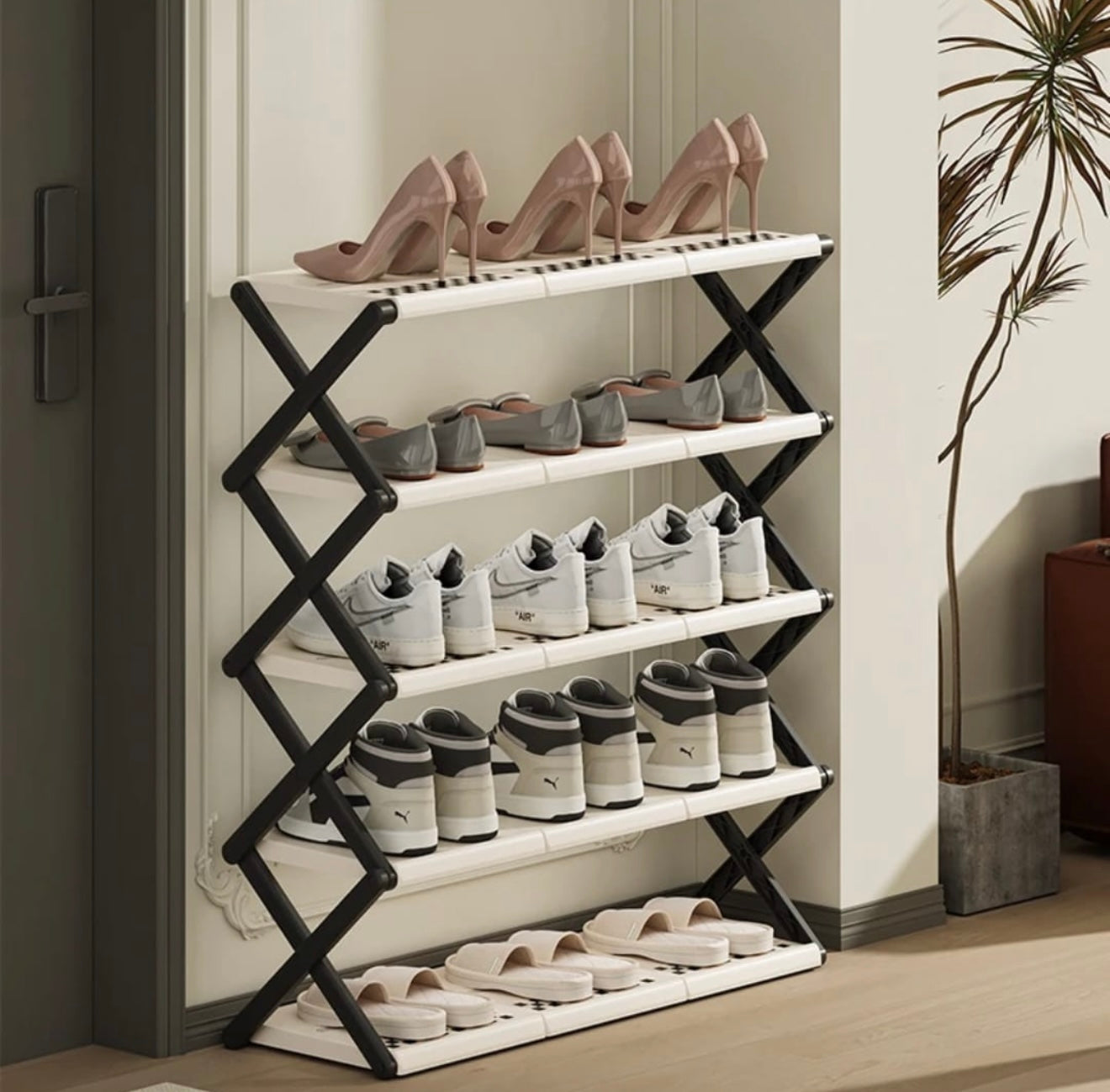 5 - Tier Plastic Folding Shoe Rack